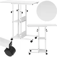 Springos Bureau mobile - - Table d'ordinateur portable - Hauteur réglable 76-86 cm - Blanc - Design moderne