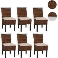 Mendler Lot de 6 chaises M45, banane tressée, 47x54x93cm pieds foncés, avec coussin