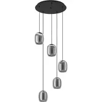 Eglo Lampe pendante de table à manger Ciampino 5L - verre dépoli fumé