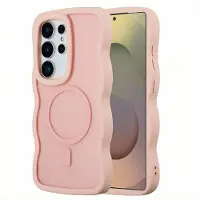 Selencia Coque arrière Wavy avec MagSafe pour Samsung Galaxy S25 Ultra - Soft Pink