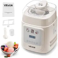 Vevor Machine à glace automatique avec compresseur intégré 1 L pas de pré-congélation, Gelato et Ice Cream Maker avec 4 modes, machine à glace électrique Frozen Yogurt Sorbet Maker Blanc