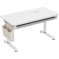 En.casa Bureau enfant 'Kuosa' réglable en hauteur avec tiroir et sac Acier 120 x 60 cm Gris / Blanc
