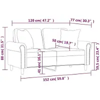 vidaXL Canapé 2 places avec oreillers décoratifs jaune 120 cm velours