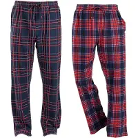 Milanoro - Lot de 2 bas de pyjama en coton pour homme - Marine / Bordeaux à carreaux - S