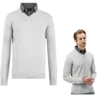 Milanoro Pull-over à col chemise pour hommes - Gris clair - Taille XXL - Coupe élégante