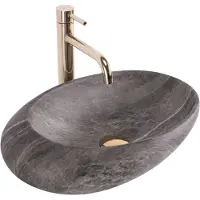 REA WASTAFEL Roxy A Stone D.Grey Wastafel 490 x 310 x 135 mm Keramiek (grijs)