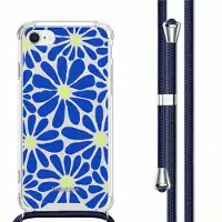 IMoshion Coque Design avec cordon Apple iPhone SE (2022 / 2020) / 8 / 7 - Cobalt Blue Flowers Connect