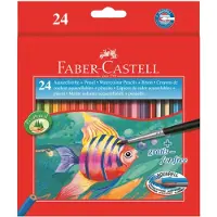 Faber-Castell Crayons de couleur - Aquarelle - 24 pièces + 1 Pin - - UneTaille - Set de Coloriage