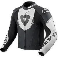 REV'IT! Veste de moto en cuir perforé Revit Argon 3, noir/blanc, 54