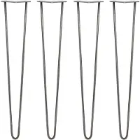 Monster 4 x 71cm Hairpin Pieds de table 2 entretoises - 10mm - Acier brut