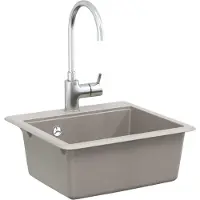 vidaXL Lavabo, composé de 80 % de quartz et 20 % de résine, dimensions 470 x 440 mm, couleur grise