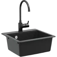 vidaXL Lavabo, 80 % quartz et 20 % résine, 470 x 440 mm, noir