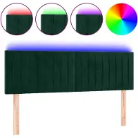 vidaXL Tête de lit LED vert foncé 144x5x78/88 cm velours