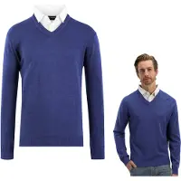 Milanoro - Pull homme à col chemise - Bleu - XL