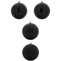 vidaXL Ensemble de Boules de Noël 4 pcs Noir Plastique