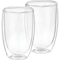 Cheffinger Lot 2 Verres Pour Boissons Double Paroi 350ml En Verre Borosilicate Transparent