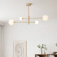 LumenXL Plafonnier beige Stiri 4 lumières avec verre blanc laiteux