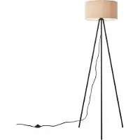 QAZQA Lampadaire trépied moderne taupe avec abat-jour en velours - Luz