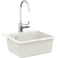 vidaXL Lavabo, composé de 80 % de quartz et 20 % de résine, dimensions 470 x 440 mm, couleur blanche