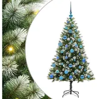 vidaXL Sapin de Noël artificiel à charnière avec neige en flocons