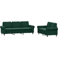 vidaXL Ensemble de canapés 2 pièces avec coussins vert foncé velours