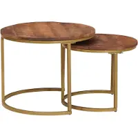 vidaXL Tables basses Nesting 2 pcs brun miel bois massif mangue et acier