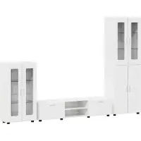 vidaXL Ensemble de meubles TV avec porte FLORIN, 3 pièces, blanc brillant, aggloméré