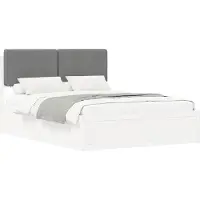 vidaXL Cadre de lit avec tête de lit rembourrée gris clair 135 x 190 cm