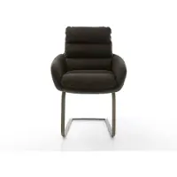 DELIFE Cantilever Abelia-Flex avec accoudoirs tissu mixte noir pied cantilever plat aspect titane
