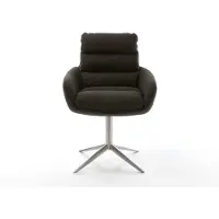 DELIFE Chaise-pivotante Abelia-Flex avec accoudoirs tissu mixte noir pied de chaise 4 branches acier inoxydable brossé pivotement sur 360° fonction bascule