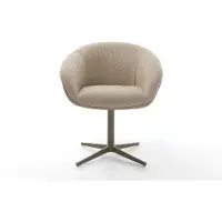 DELIFE Chaise-pivotante Vinka-Flex avec accoudoirs tissu mixte couleur boue pied de chaise 4 branches aspect titane pivotement sur 360° ressorts ensachés
