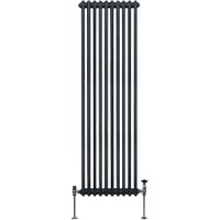 MonsterShop Radiateur Traditionnel à Double Colonne 1800 x 472 mm, Chauffage Moderne Vertical en Acier au Carbone Gris Anthracite Mat, Cuisine Salon Salle de Bain [Brosse, Attaches Murales & Supports INCLUS]