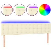 vidaXL LED Tête de lit Crème 200x5x78/88 cm Similicuir