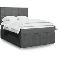 vidaXL Lit boxspring avec matelas gris foncé 160x200 cm Tissu