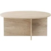 Hannah Home Table basse en bois "Soleil" - 90 x 90 x 40 cm - Travertin