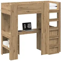 vidaXL Lits superposés avec bureau , chêne Artisan, 75 x 190 cm