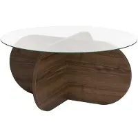 Hannah Home Table basse en bois "Aeris" - 75 x 75 x 35 cm - NoyerTransparent