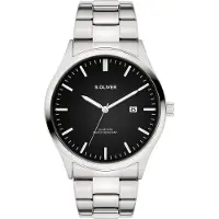 s.Oliver Montre à affichage analogique noir / argent