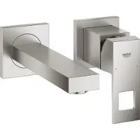 GROHE Mélangeur lavabo 2 trous EUROCUBE saillie 171mm supersteel