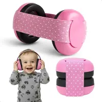 Qwali Protection auditive bébé et enfant - Casque - Protège-oreilles premium - Atténue les bruits forts - Tête - Protège-oreilles bébé 0-3 ans - Sécurité bambin et enfant - Rose