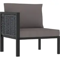 vidaXL Canapé d'angle avec accoudoir à droite, en rotin synthétique, anthracite