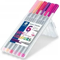 Staedtler fineliner triplus 334 Fineliner à trois pans Box de 6 pièces, triées, Flamingo (6x)