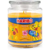 Haribo Bougie parfumée - - Tropical Fun - 510g - Parfum fruité - 2 mèches - Intérieur