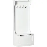 HOMCOM Vestiaire d'entrée - Meuble d'entrée banc coffre 4 patères doubles - dim. 71 x 39 x 170 cm - blanc