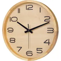 Sensahome Horloge murale Milan - Horloge ronde moderne avec chiffres - Bois de style nordique - Ø30 cm - Bois beige