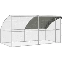 vidaXL Cage à poules, 2 pièces, argent, 400 x 200 x 200 cm, acier et PE