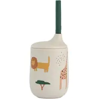 Liewood Tasse av. Paille - Silicone - Ellis - Safari/Sandy Mix - - UneTaille - Tasse