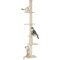 PawHut Arbre à chat à hauteur de plafond, 225-275 cm, avec dispositif anti-basculement