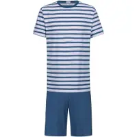 Mey Pyjama court 'Sky Stripes' bleu clair / bleu foncé / rose
