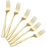 Cheffinger , lot de 6 fourchettes 21,5 cm en acier inoxydable de qualité supérieure, dorées